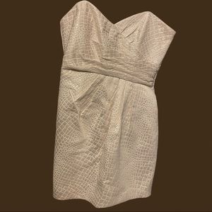 Laundry by Shelli Segal Cream Strapless Snake Print Style Cocktail Party Dress